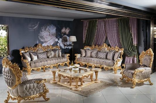 Bluegrey color royal sofa set and table