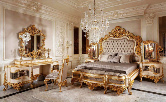 Luxury European Style Solid Teak Wood King Size Bed