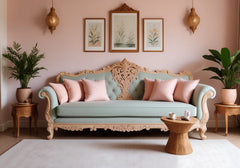 Aesthetic Design Solid Teak Wood Hand Crafted 3 Seater Single Sofa