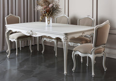 Ivory Serenity Wooden Hand Carved Solid Teak Dining Table Set