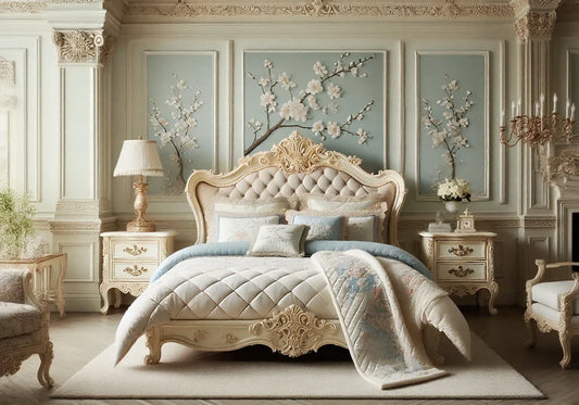 European Modern Design Wooden Hand Carved Luxury Bed