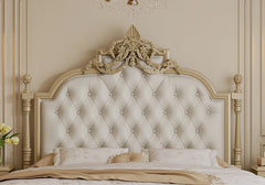 European Slim Design Wooden Hand Carved Premium Bed