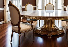 Imperial Opulence Handcrafted Round Dining Table Set