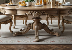 Imperial Crest Wooden Handcrafted Round Dining Table Set