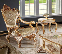 Royal look white-golden mix chair and side table