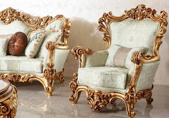Golden Color Wooden Crafted Armchair