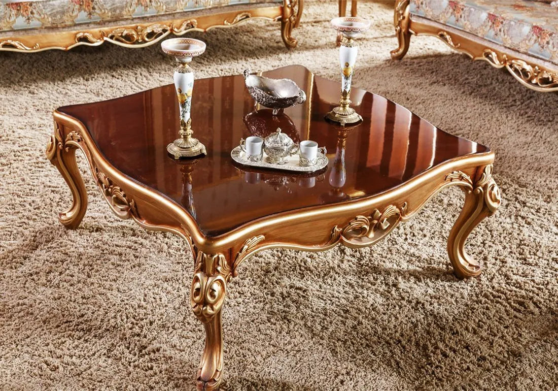 glossy look wooden center table