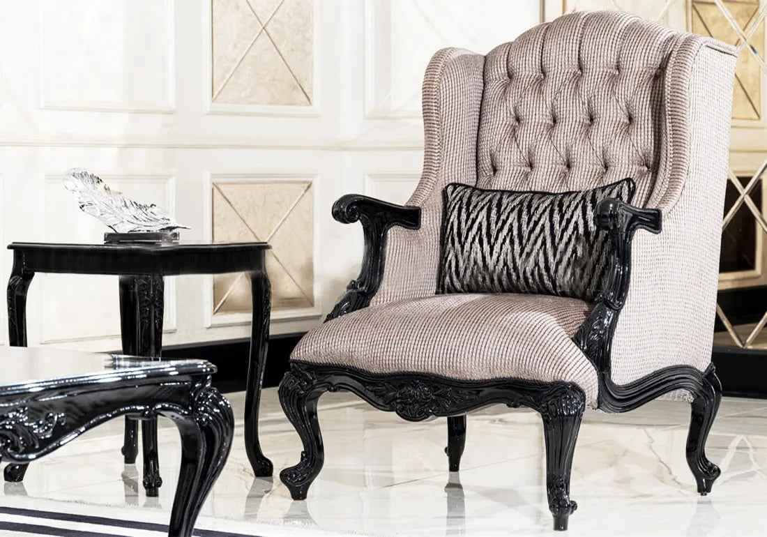 premium wooden arm chair and corner table