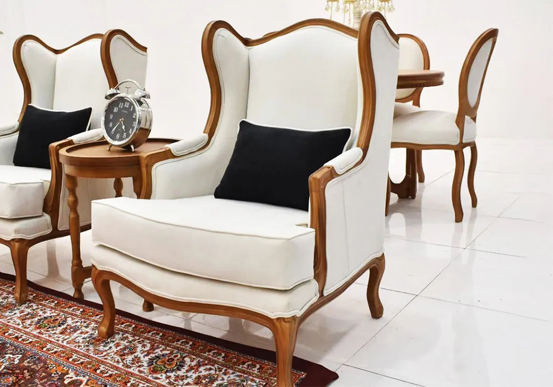 two white color sofa chairs