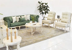 premium wooden white sofa set