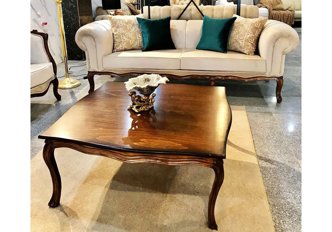 Brown 3 Seater Sofa and Center Table