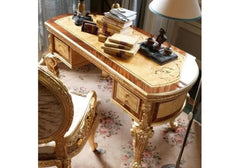 Elegant Curved Teak Wooden Working Office Table