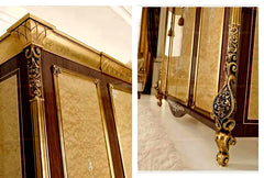 Top and Bottom views of Royal Glossy Hand Carving Wardrobe