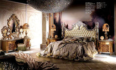 Luxury Classic Hand Carving Solid Teak Wood Dresser Set