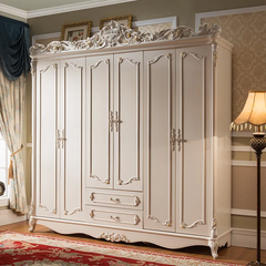 Classic European Style Teak Wood Glossy Wardrobe