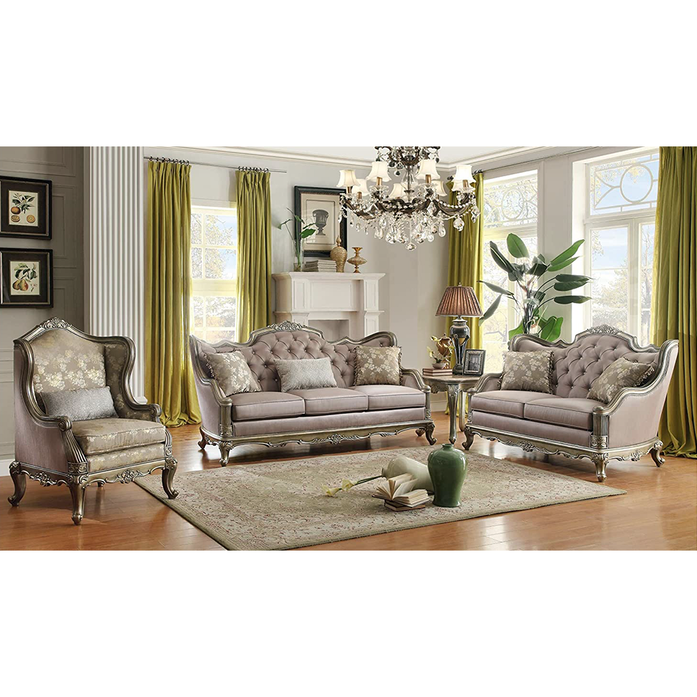 Silver color classical sofa set