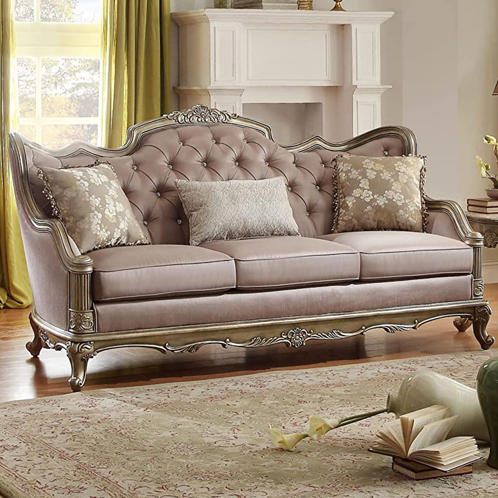 Silver color simple 3 seater sofa