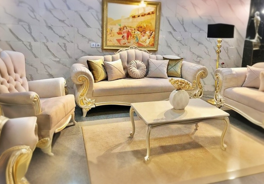 White solid Wood sofa set