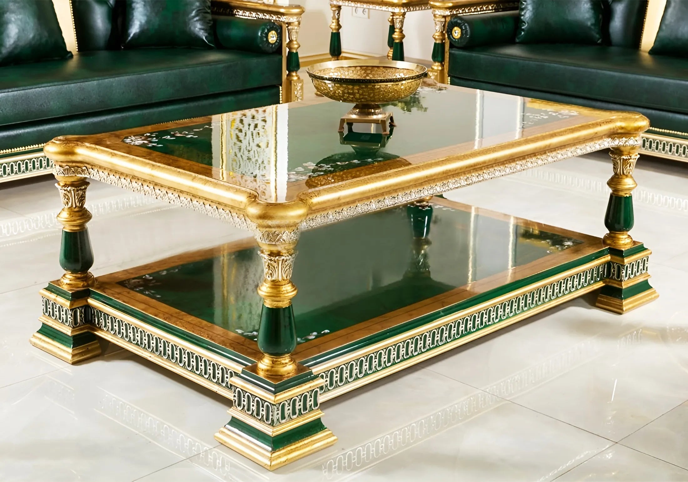 beautiful golden and green mix center table