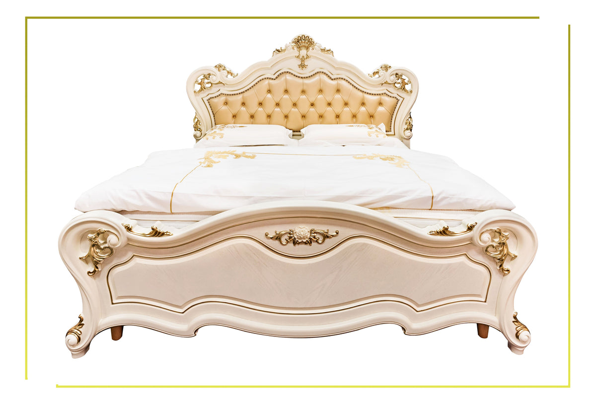 A solid teak wood bed