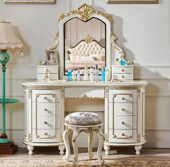 Luxury Modern European Style Teak Wood Carving Dressing Table