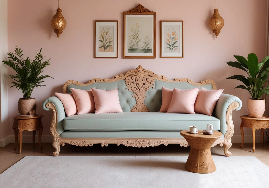 Aesthetic Design Solid Teak Wood Hand Crafted 3 Seater Single Sofa