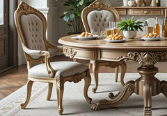 Imperial Crest Wooden Handcrafted Round Dining Table Set