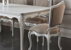 Ivory Serenity Wooden Hand Carved Solid Teak Dining Table Set