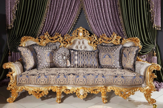 Luxury blue-grey color 3 seater sofa