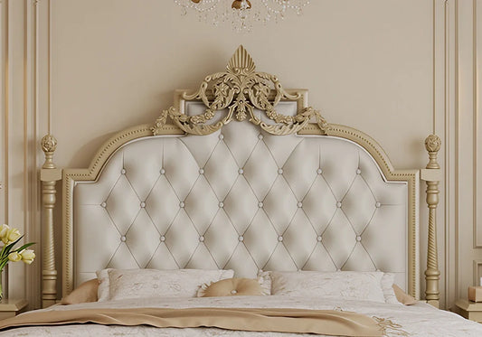 European Slim Design Wooden Hand Carved Premium Bed