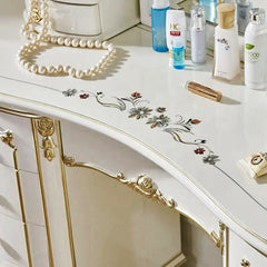 Luxury Modern European Style Teak Wood Carving Dressing Table