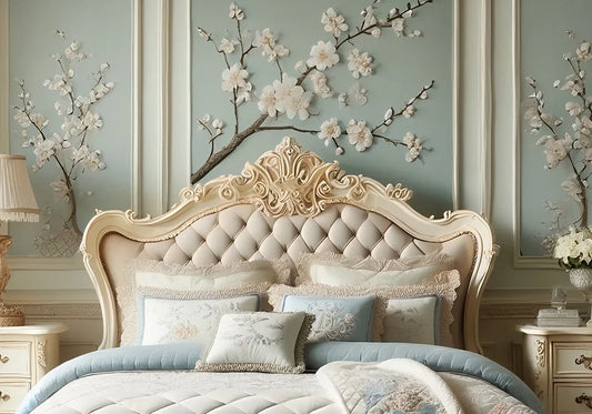 European Modern Design Wooden Hand Carved Luxury Bed