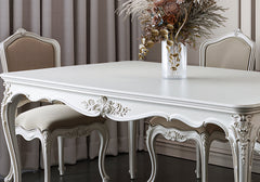 Ivory Serenity Wooden Hand Carved Solid Teak Dining Table Set