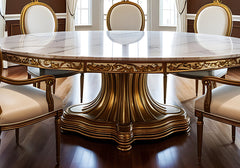 Imperial Opulence Handcrafted Round Dining Table Set