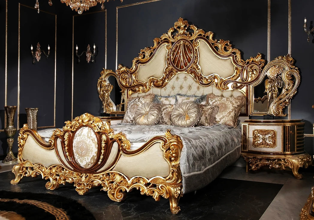 A bed set of solid teakwood