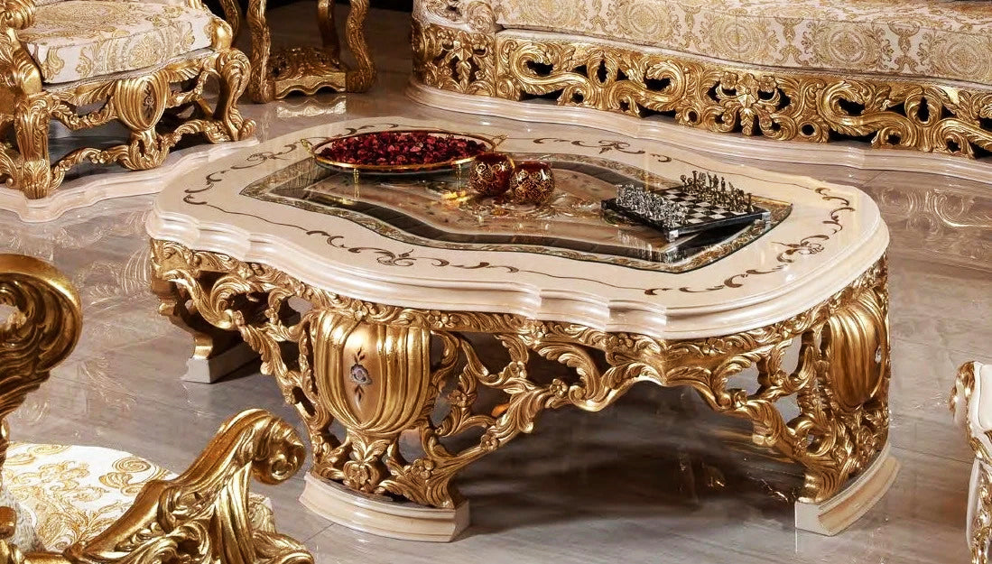 unique design cream white color center table