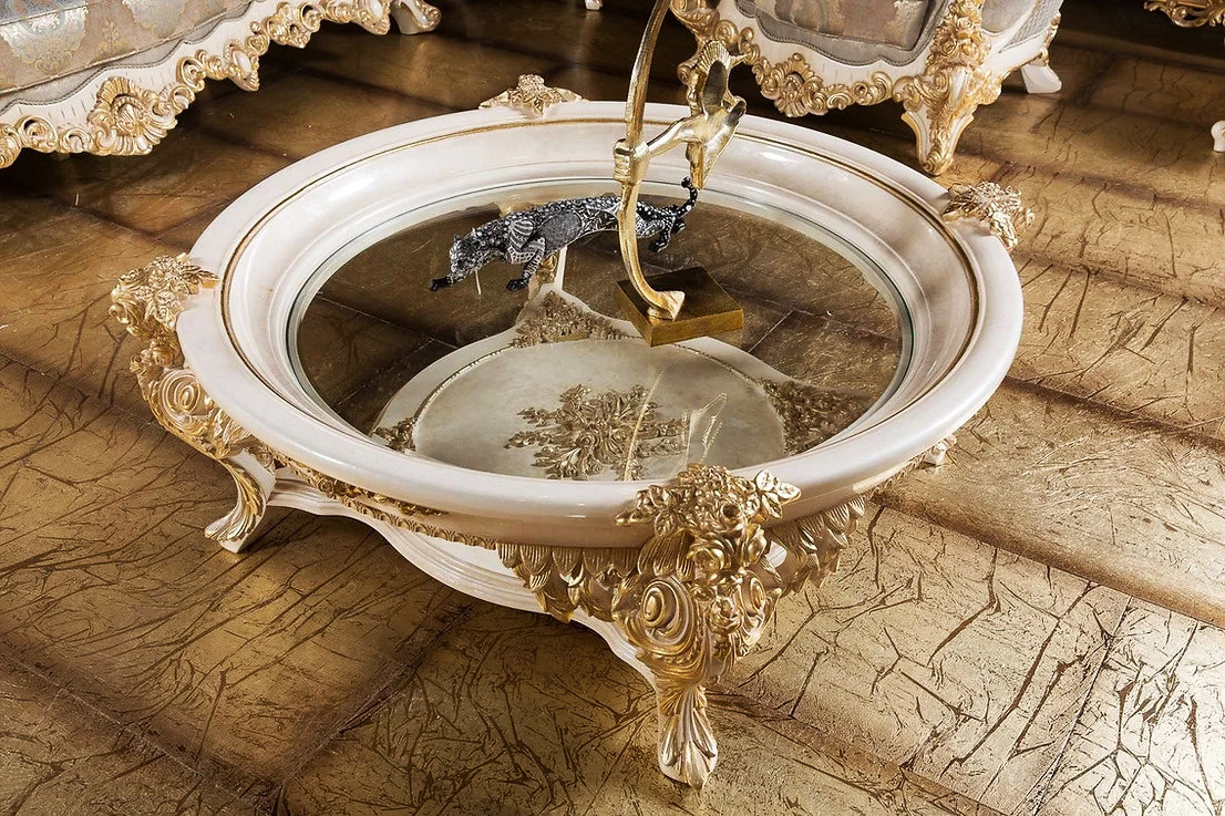 Turquoise color antique circular center table