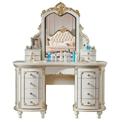 Luxury Modern European Style Teak Wood Carving Dressing Table