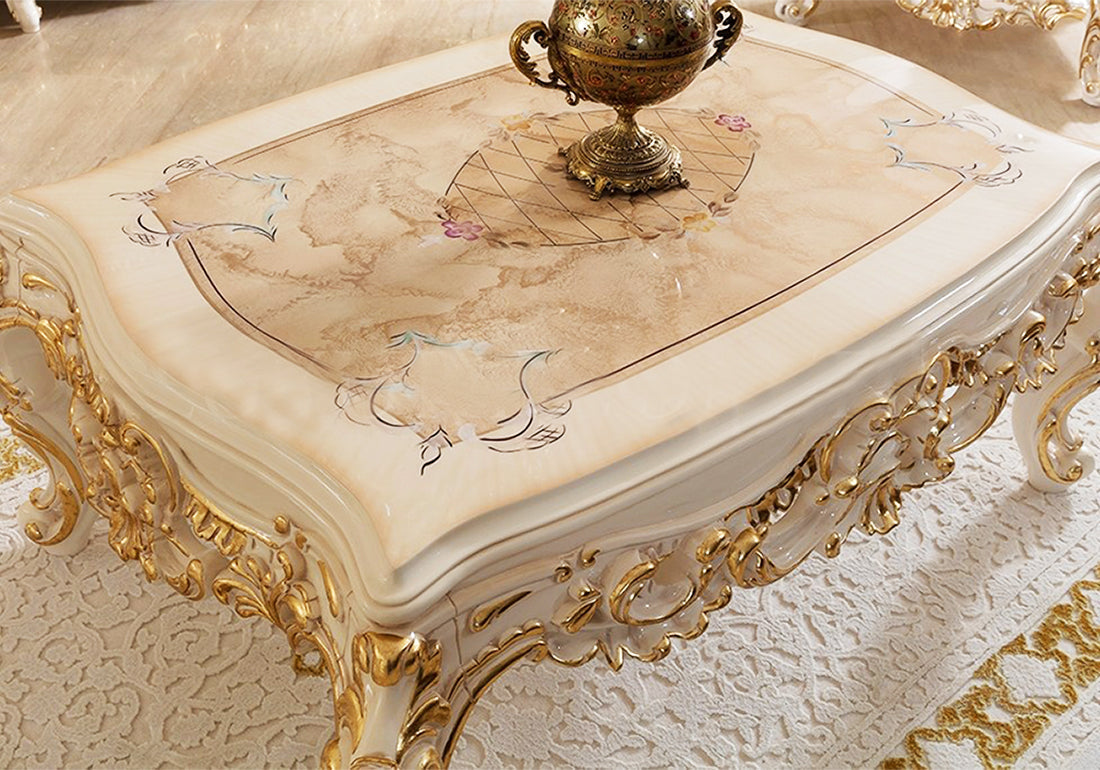 close view of white color center table
