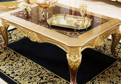 golden color wooden center table