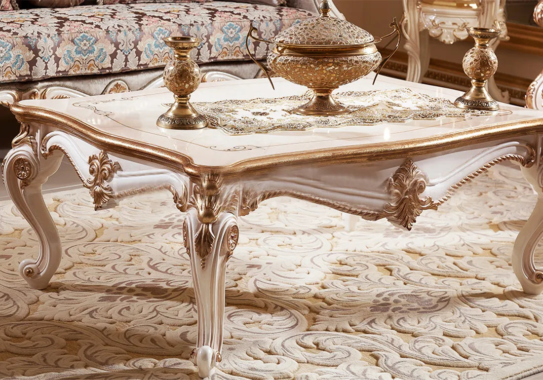 golden and white color mix center table