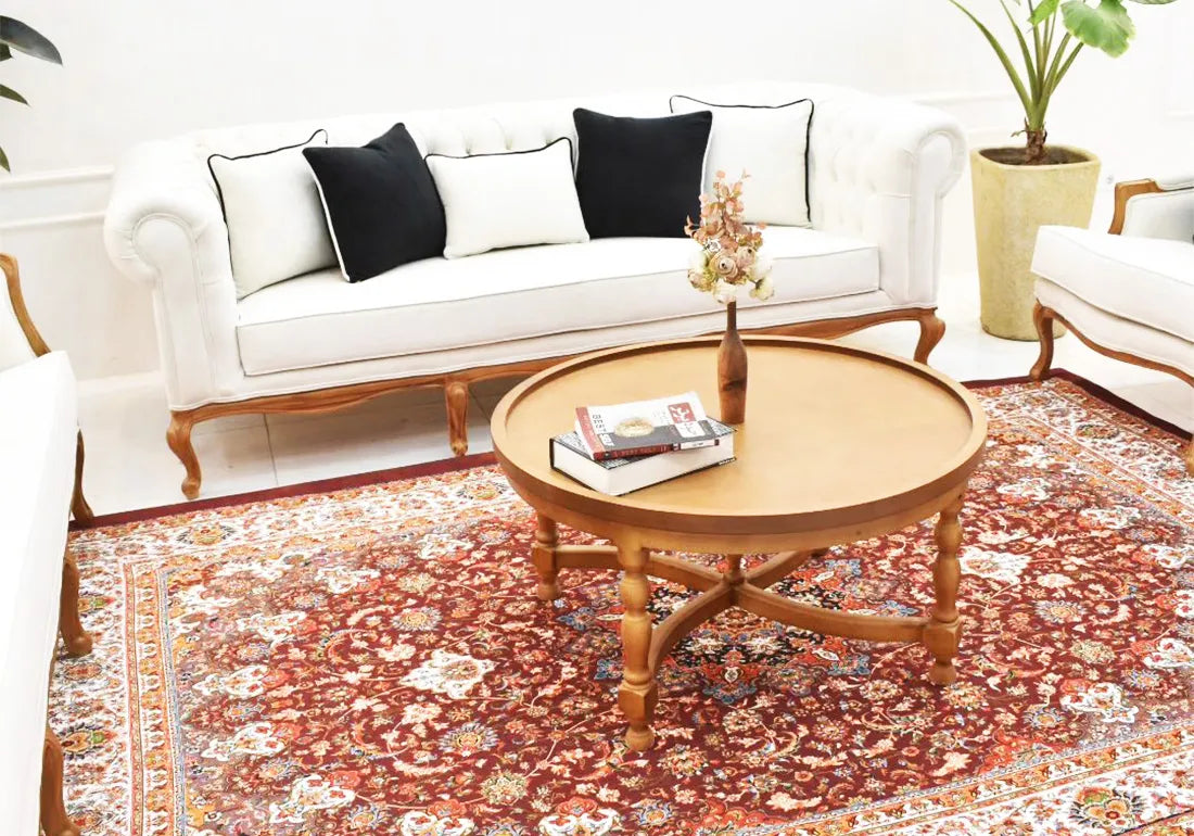 classical 3 seater sofa with circular center table