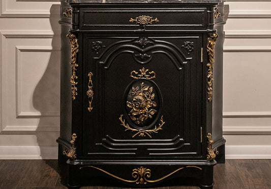 Timeless Grace Carved Teak Console with Mirror