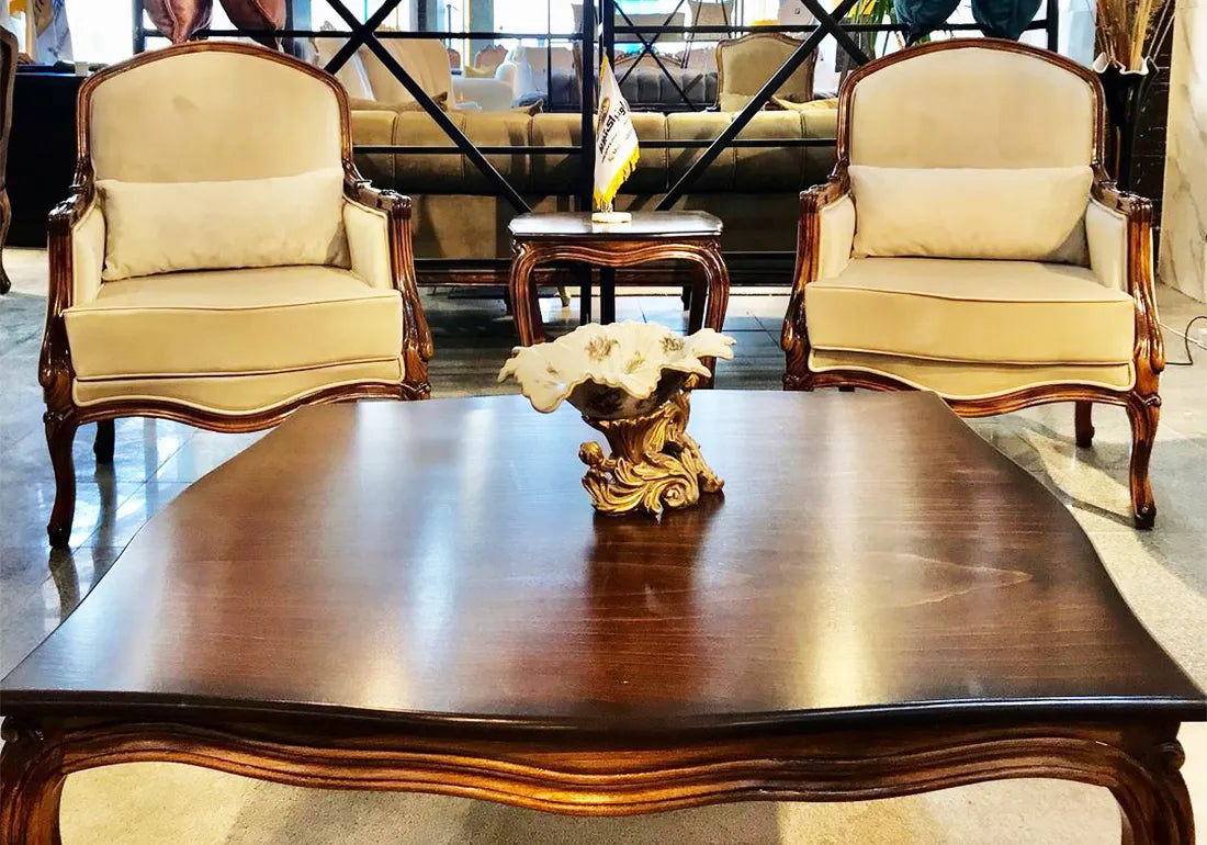 two sofa chair and center table