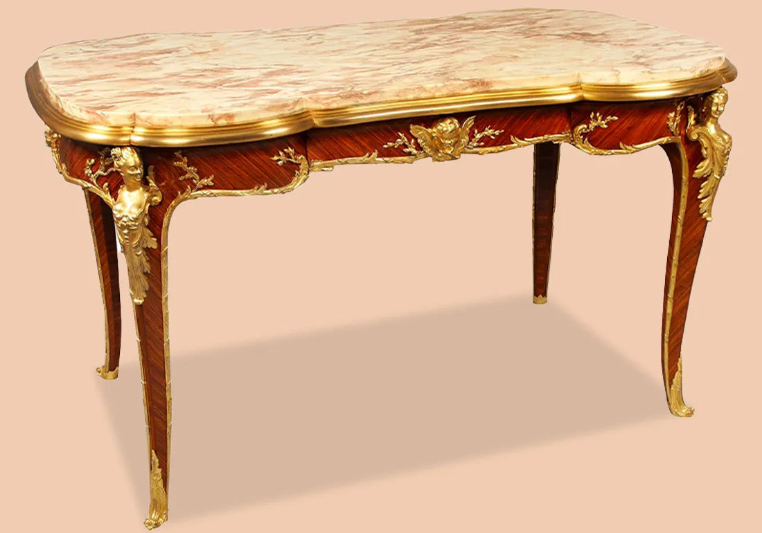 Luxury Carved Antique Bronze Mounted Centre Table