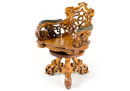 Royal Throne Exquisite Handcrafted Revolving Arm Chair